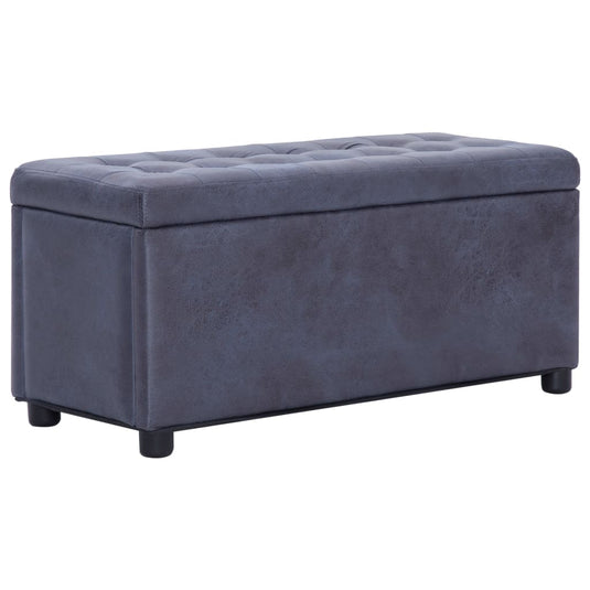 Banc de Rangement Pouf Gris Bleu