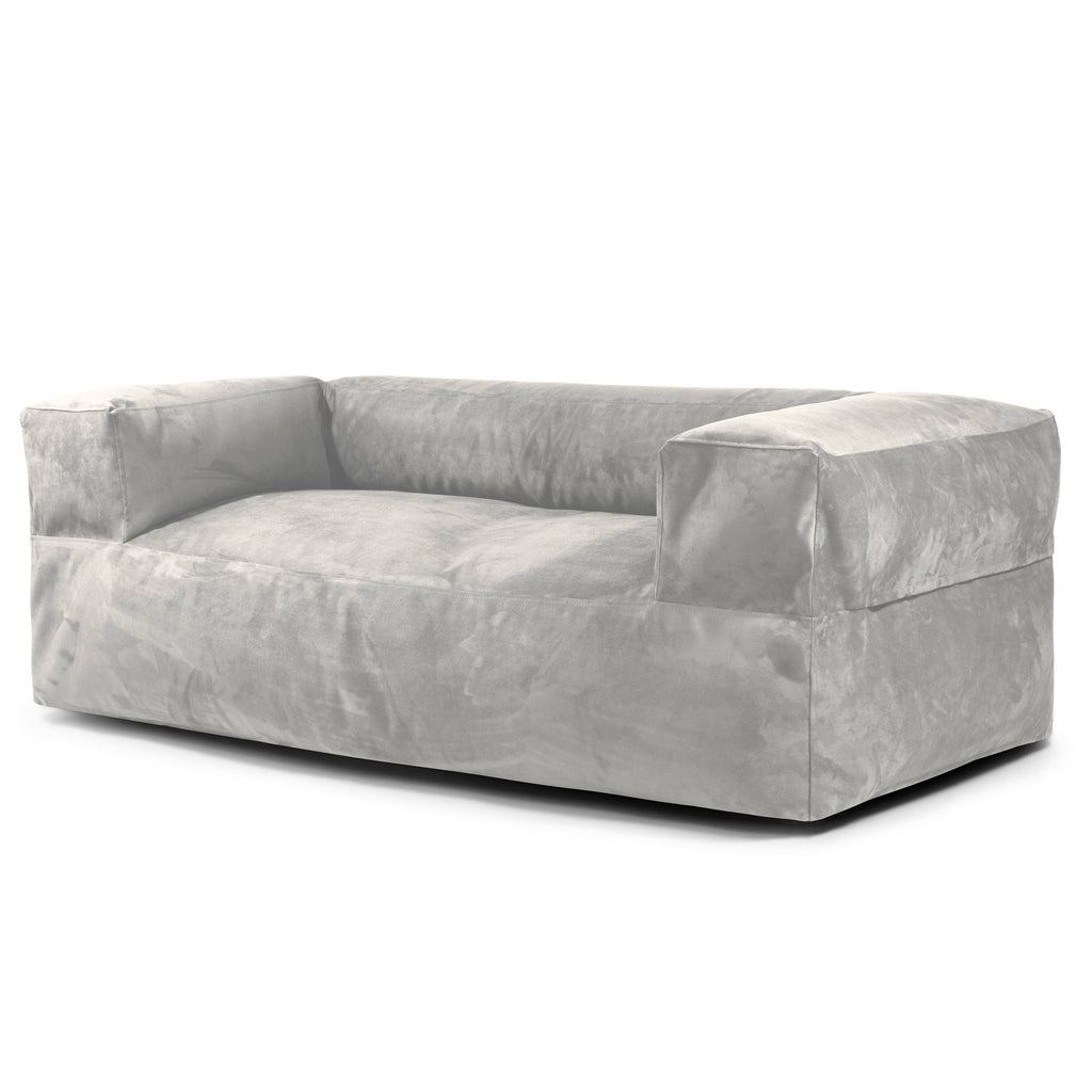 Canapé Pouf Design en Suede Gris Perle