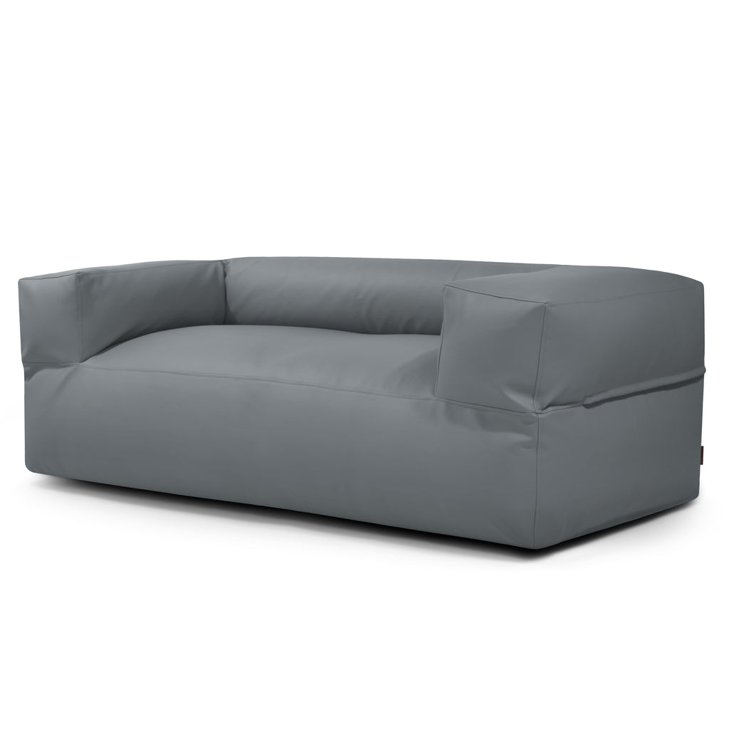 Canapé Pouf en Cuir Gris Acier