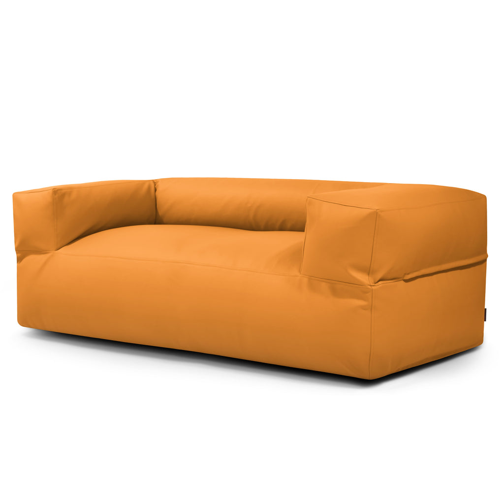 Canapé Pouf en Cuir Jaune Moutarde