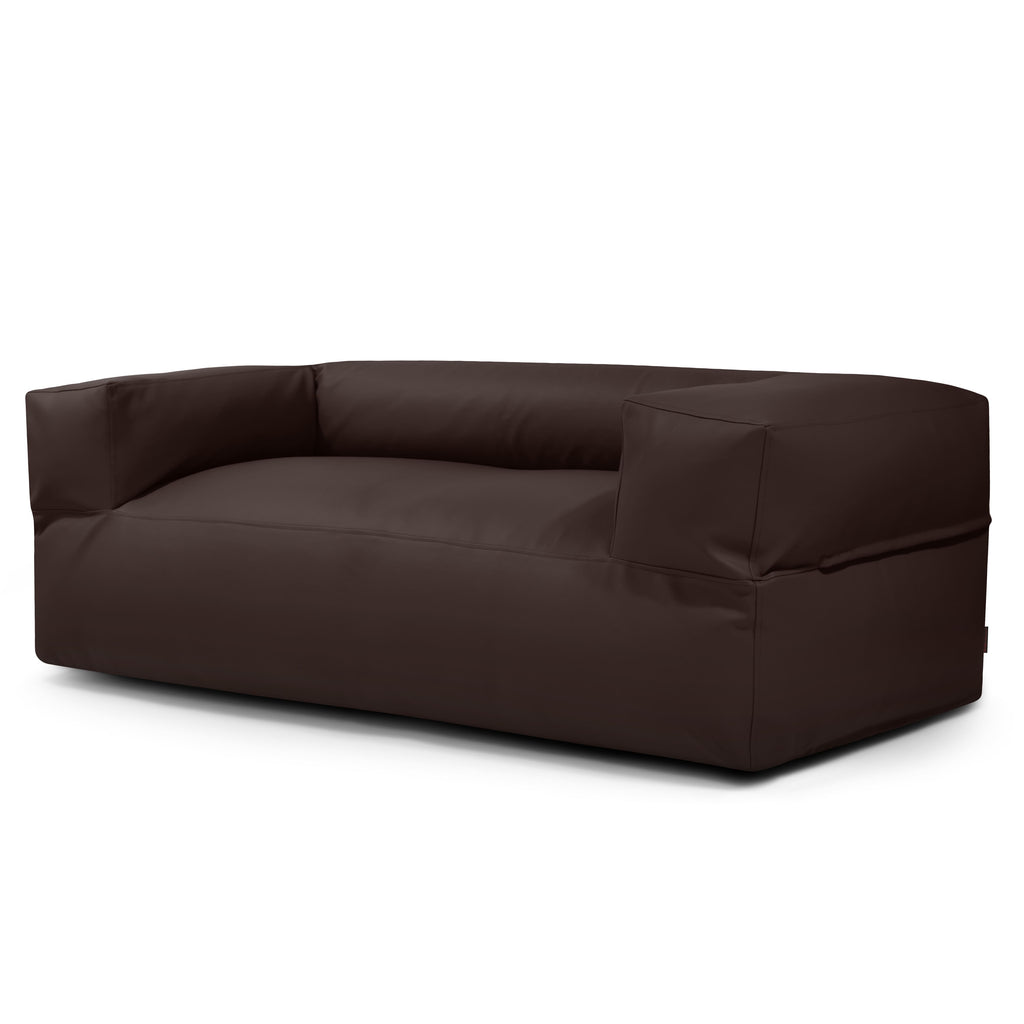 Canapé Pouf en Cuir Marron Chocolat