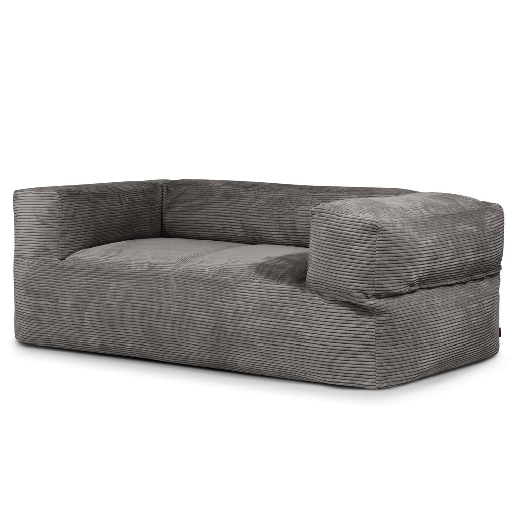 Canapé Pouf en Velours Côtelé Gris Anthracite