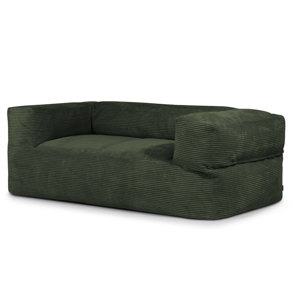 Canapé Pouf en Velours Côtelé Vert Forêt