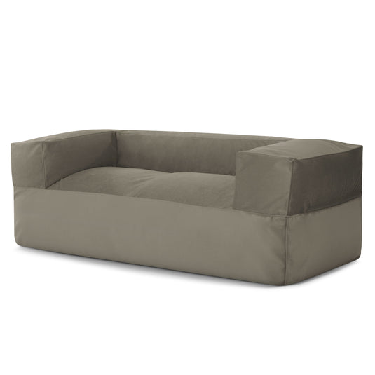 Canapé Pouf en Velours Gris Taupe