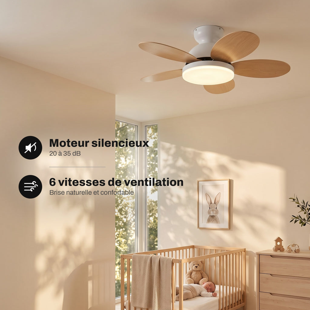Moteur DC silencieux du ventilateur de plafond Capucine, 20 à 35 dB