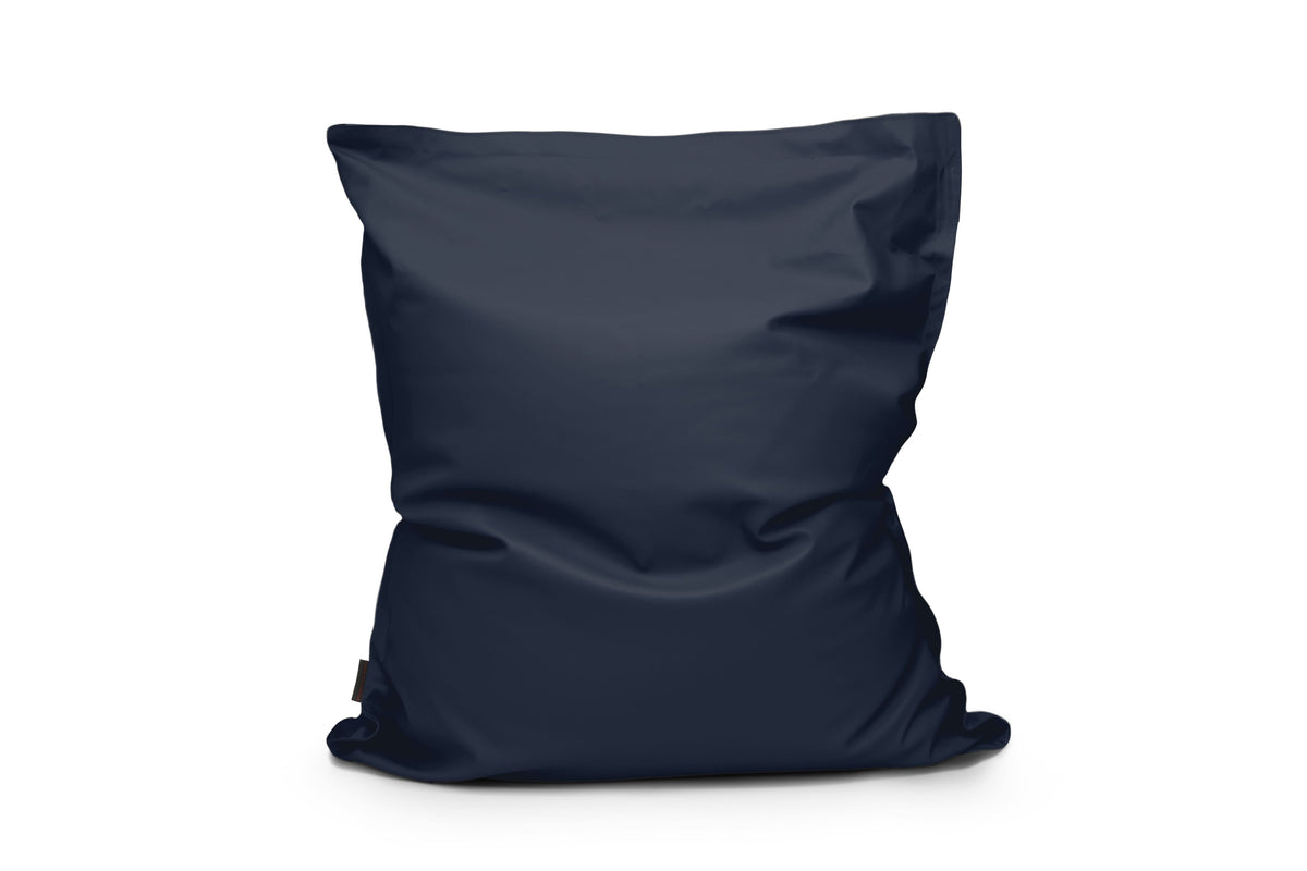 Coussin Pouf Cuir Bleu Marine