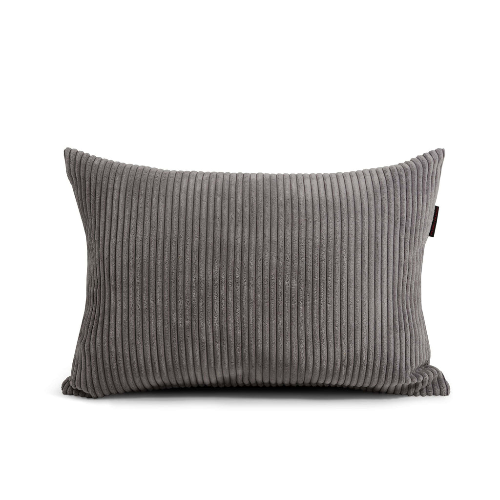 Coussin Pouf en Velours Cotelé Gris Anthracite Beaumont Concept