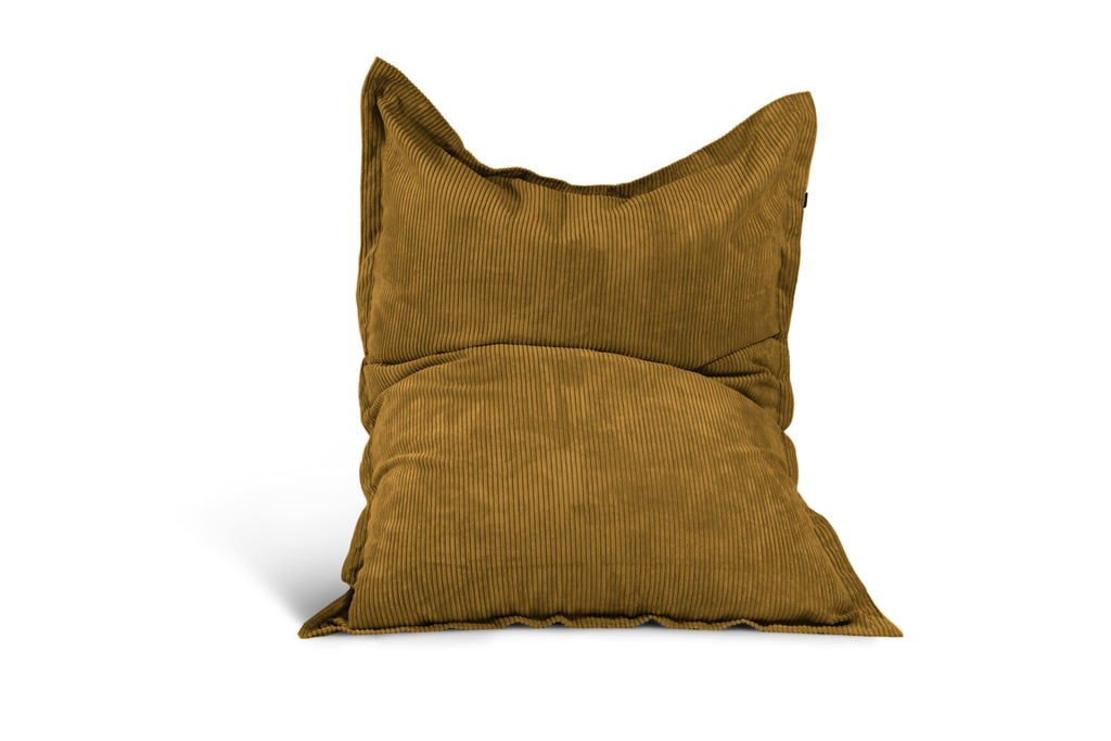 Coussin Pouf Géant Velours Côtelé Jaune Ocre