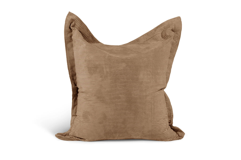 Coussin Pouf Velours Côtelé Marron Noisette