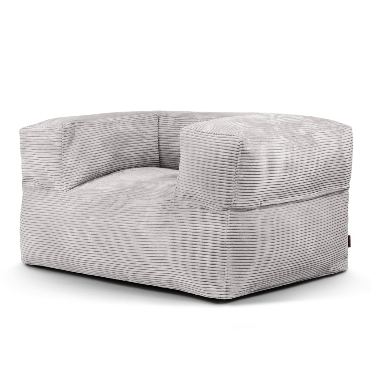 Fauteuil Pouf en Velours Côtelé Gris Perle