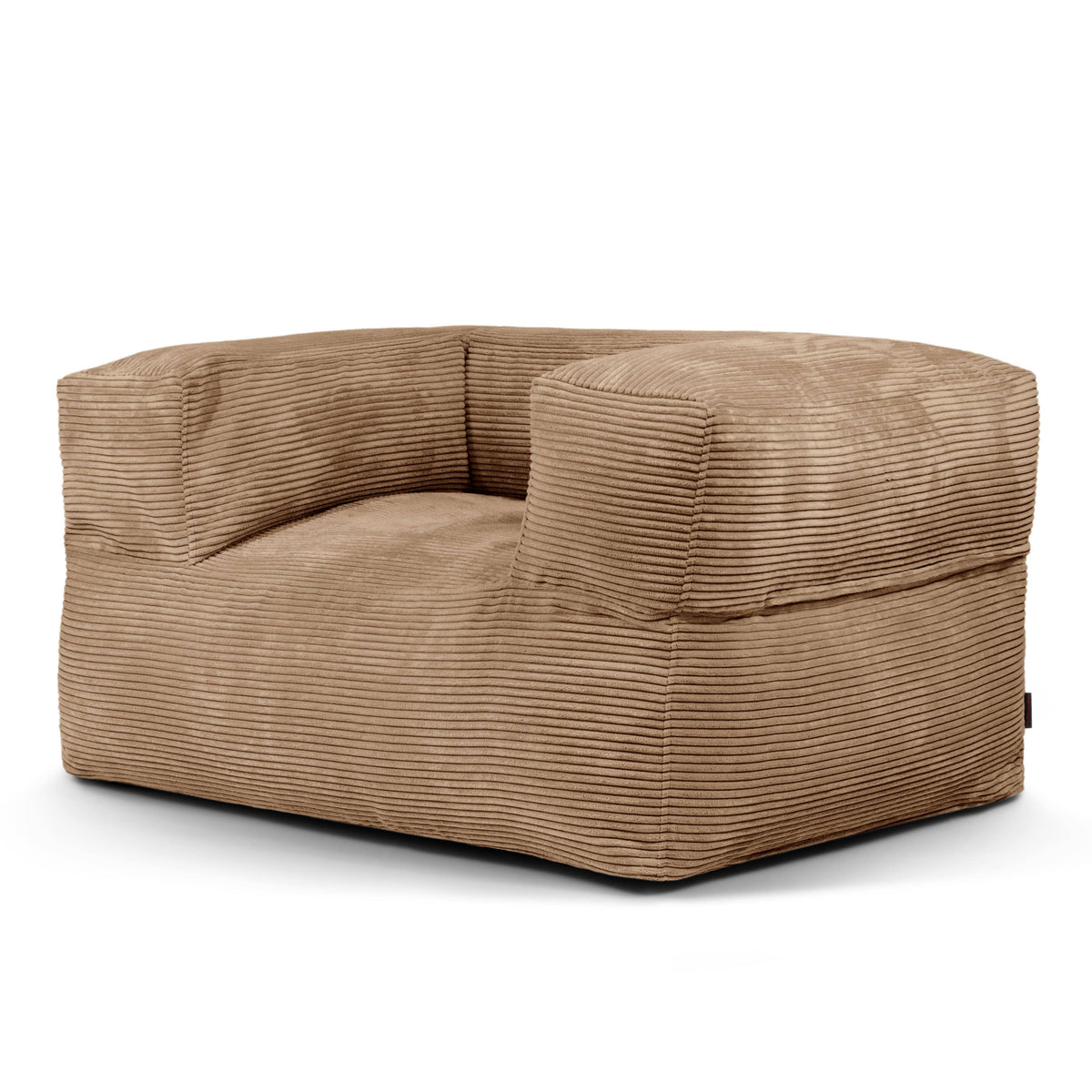 Fauteuil Pouf en Velours Côtelé Marron Noisette