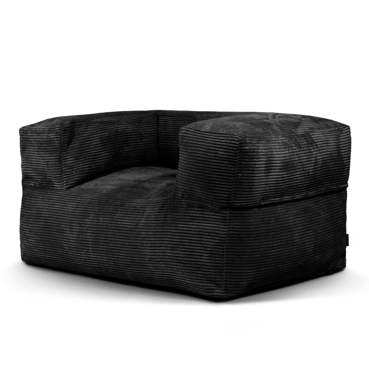 Fauteuil Pouf en Velours Côtelé Noir Profond / Housse uniquement