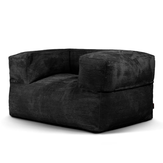 Fauteuil Pouf en Velours Côtelé Noir Profond / Housse uniquement