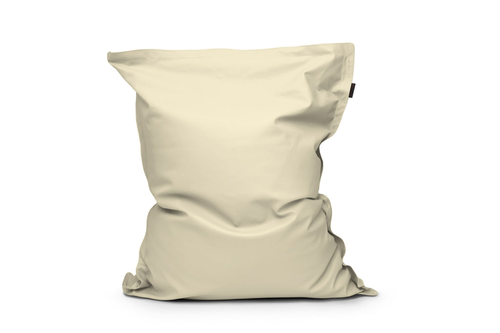 Gros Coussin Pouf Cuir Beige Crème