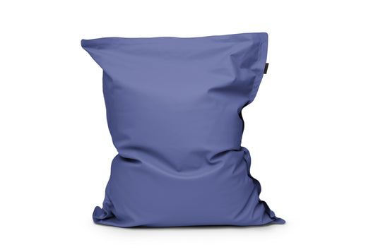 Gros Coussin Pouf Cuir Bleu de France