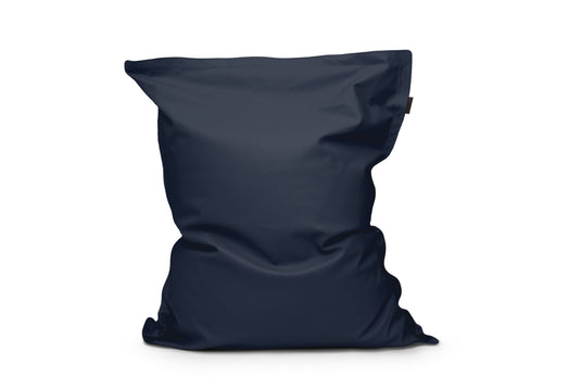 Gros Coussin Pouf Cuir Bleu Marine