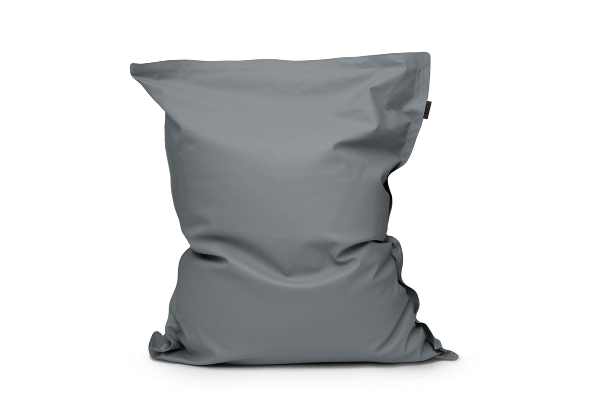 Gros Coussin Pouf Cuir Gris Acier