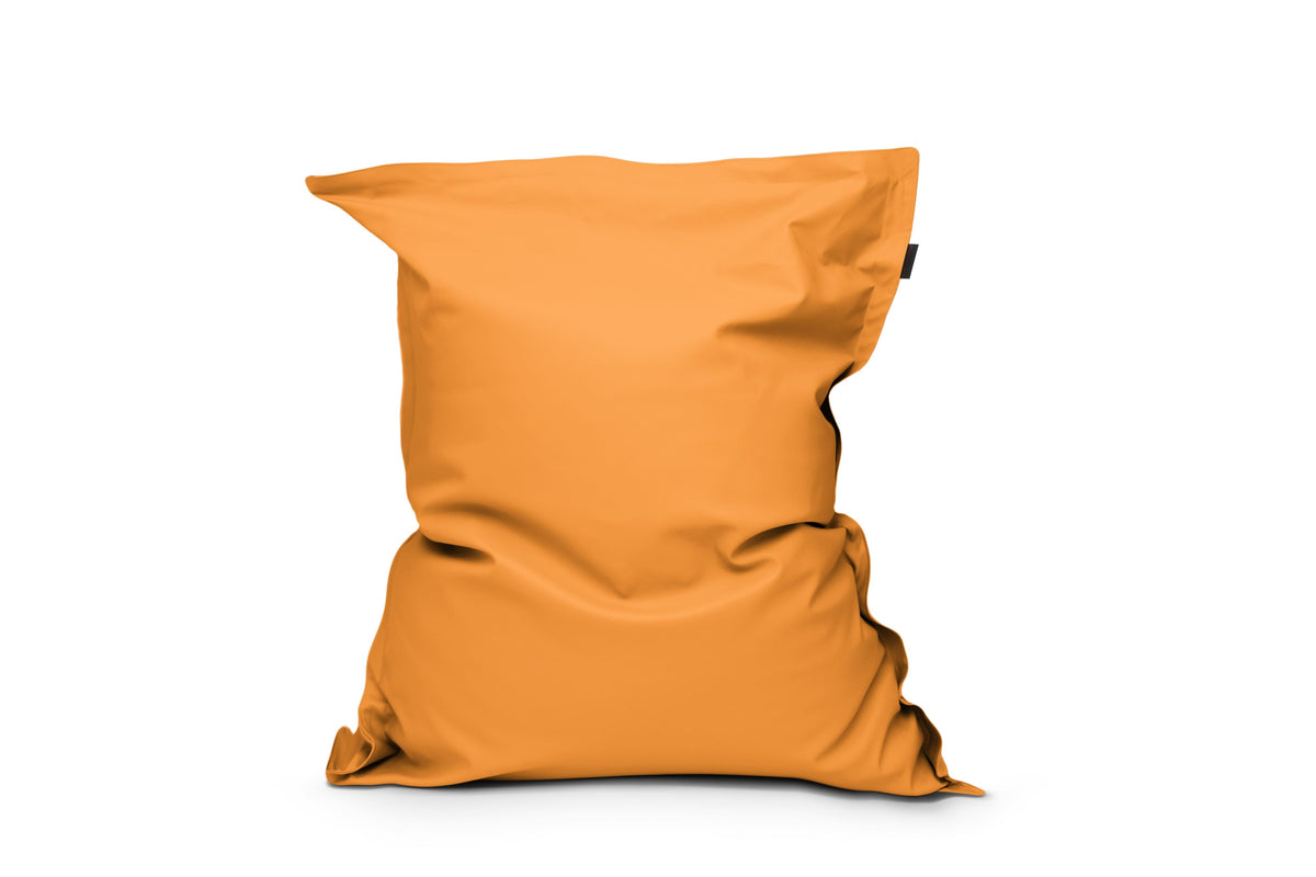 Gros Coussin Pouf Cuir Jaune Moutarde