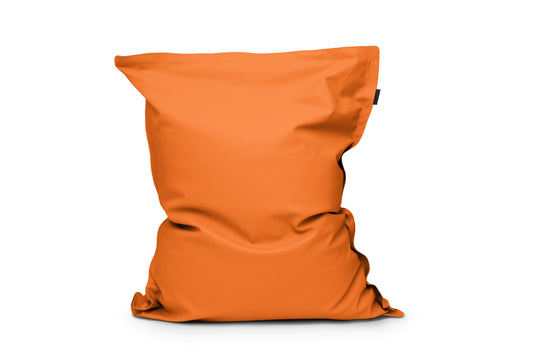 Gros Coussin Pouf Cuir Orange Mandarine