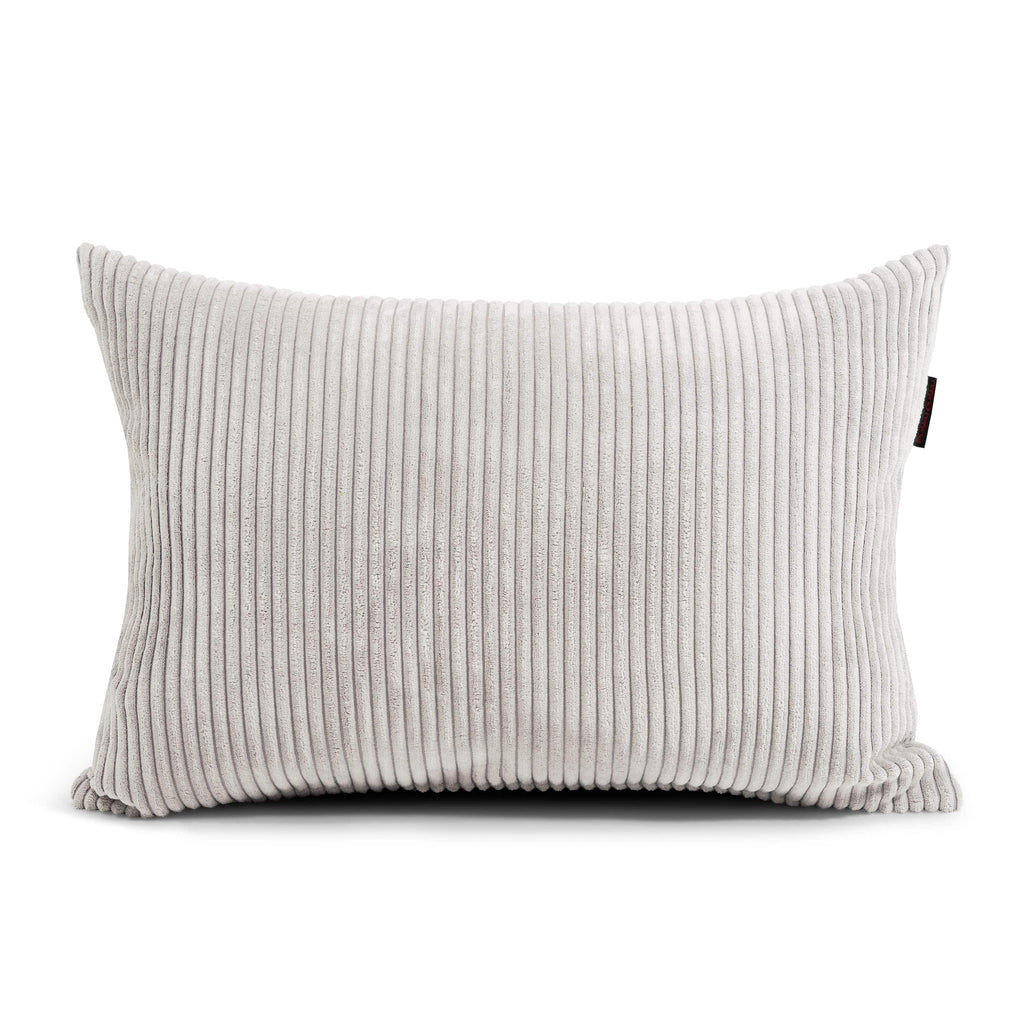 Gros Coussin Pouf en Velours Cotelé Beige Crème Beaumont Concept