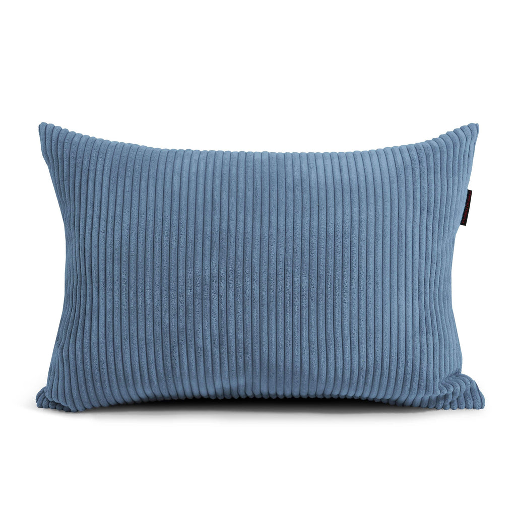 Gros Coussin Pouf en Velours Cotelé Bleu Canard Beaumont Concept