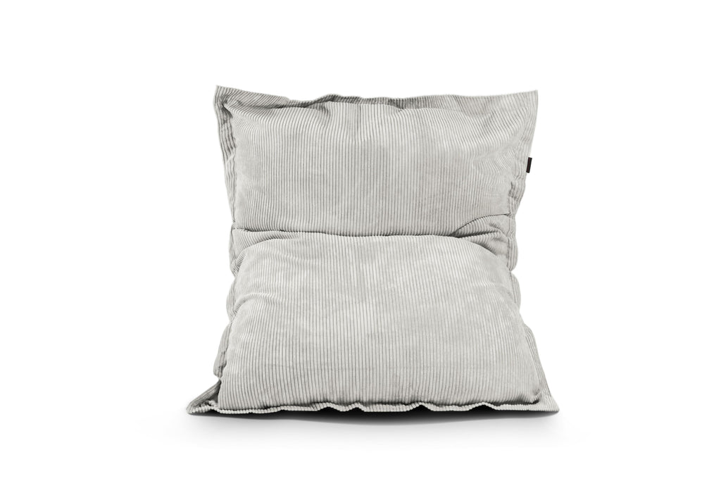 Gros Coussin Pouf Velours Côtelé Beige Crème