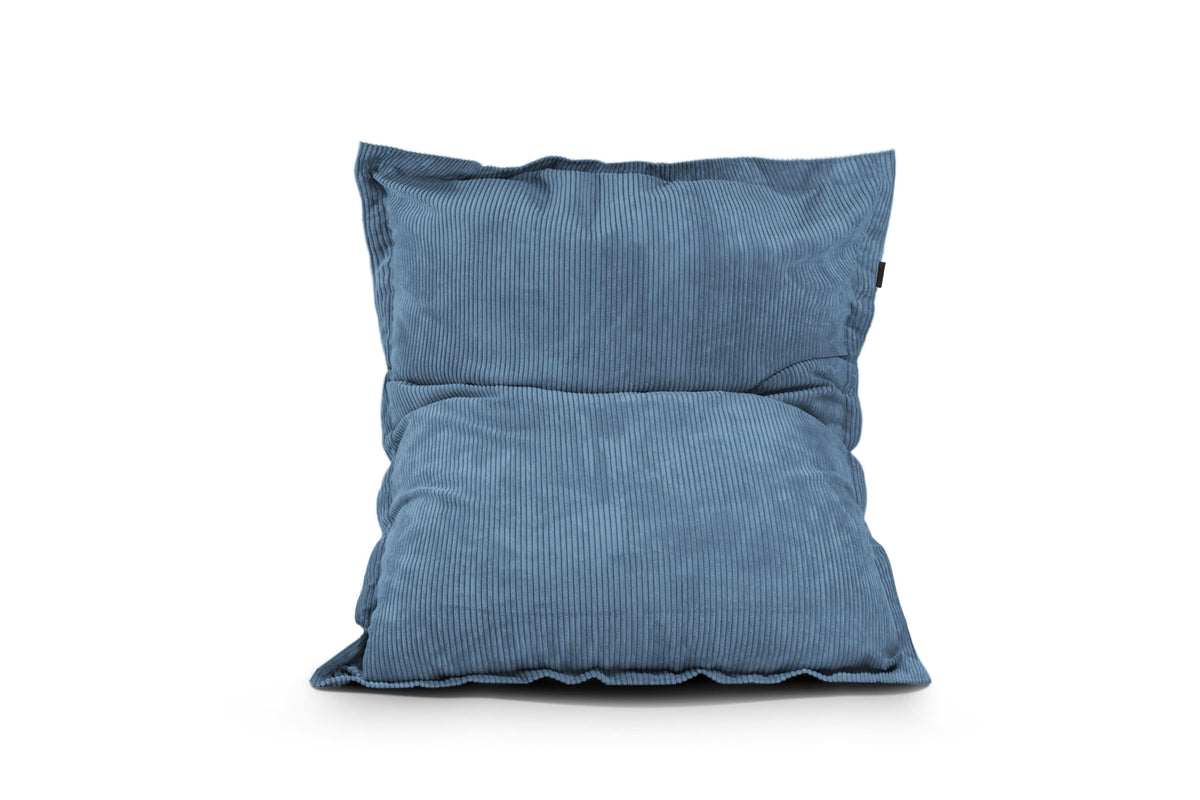 Gros Coussin Pouf Velours Côtelé Bleu Canard
