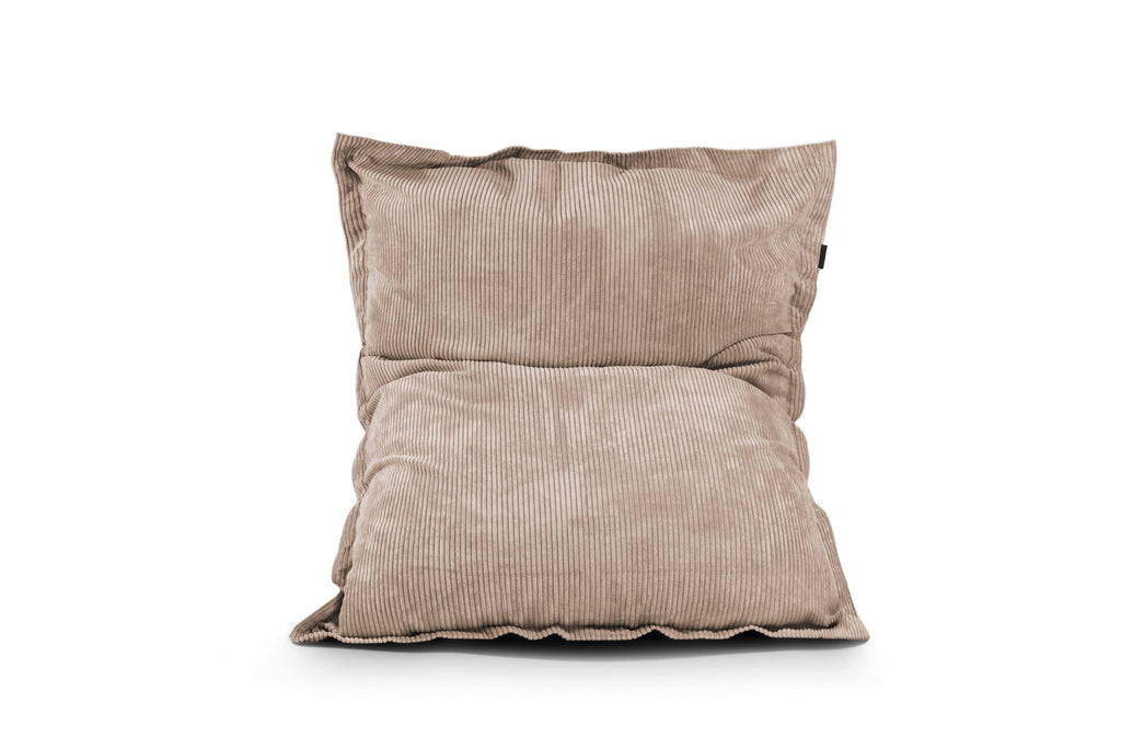Gros Coussin Pouf Velours Côtelé Marron Noisette