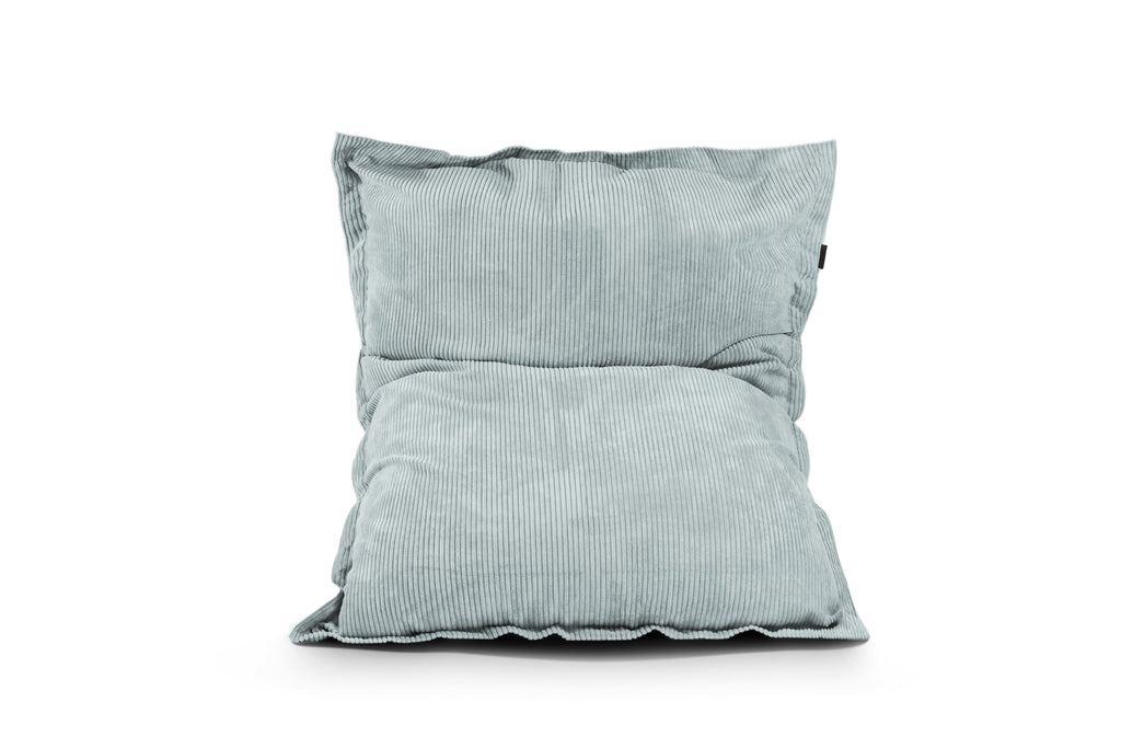 Gros Coussin Pouf Velours Côtelé Vert d'eau