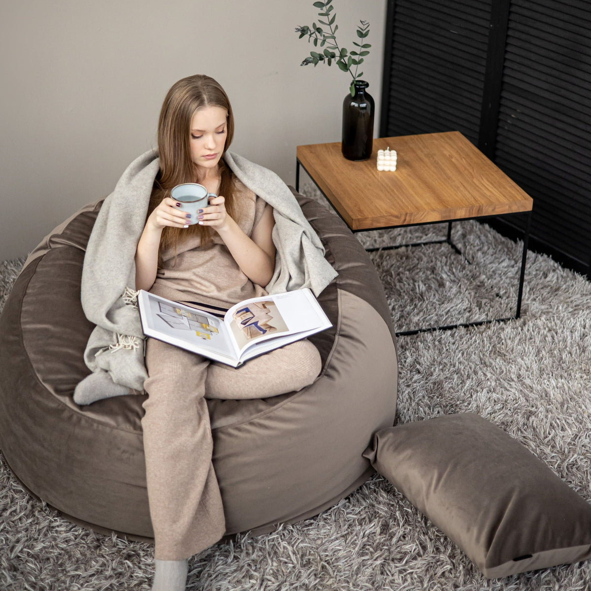Gros Pouf en Velours Pouf Français