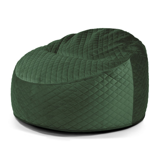 Gros Pouf en Velours Royal Vert Forêt Beaumont Concept