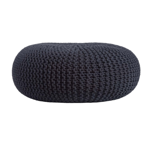 Gros Pouf Tricot Noir Profond