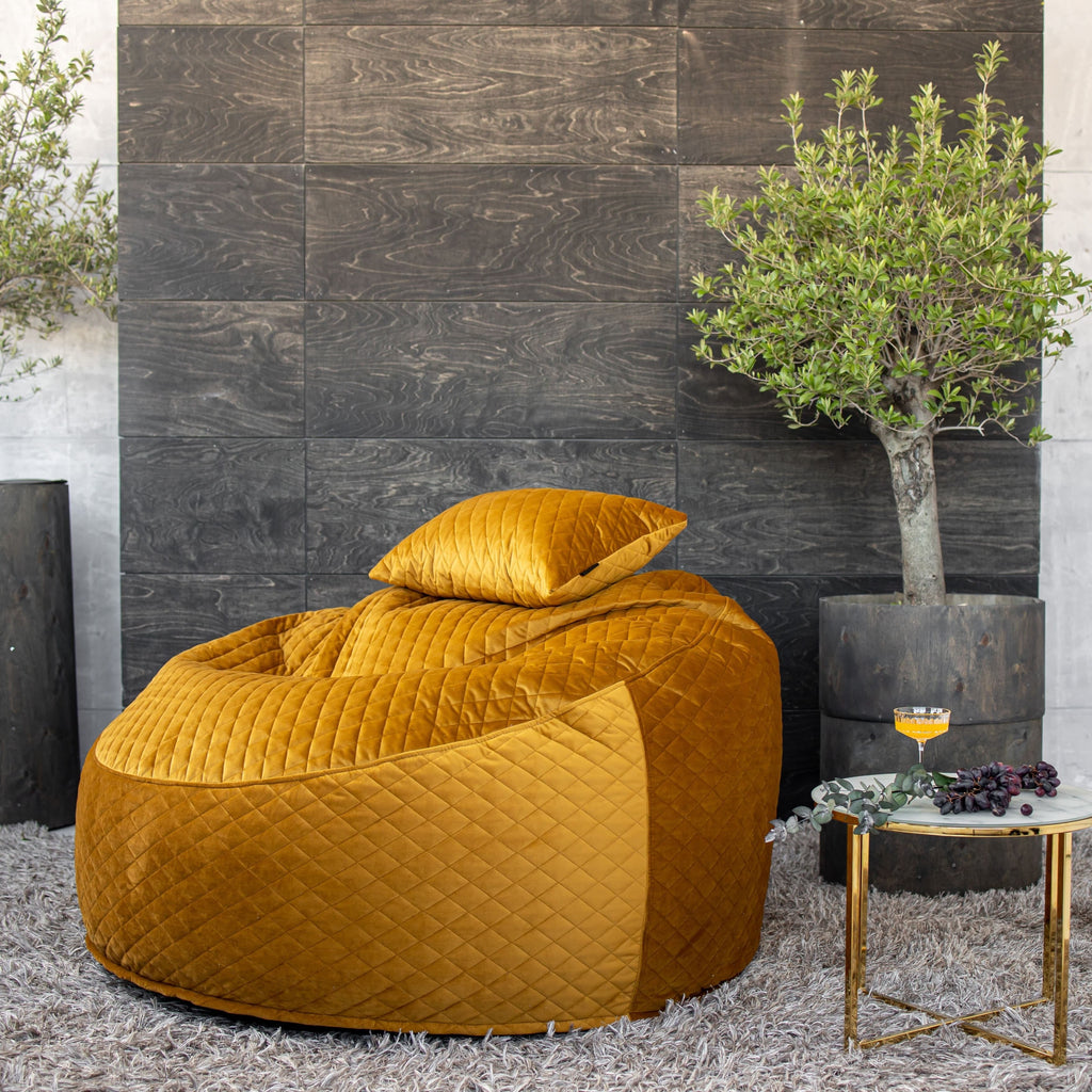 Housse de Pouf XXL en Velours Matelassé