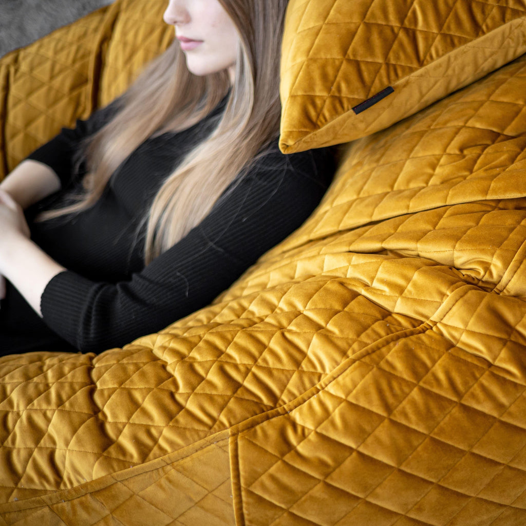 Housse de Pouf XXL en Velours Matelassé