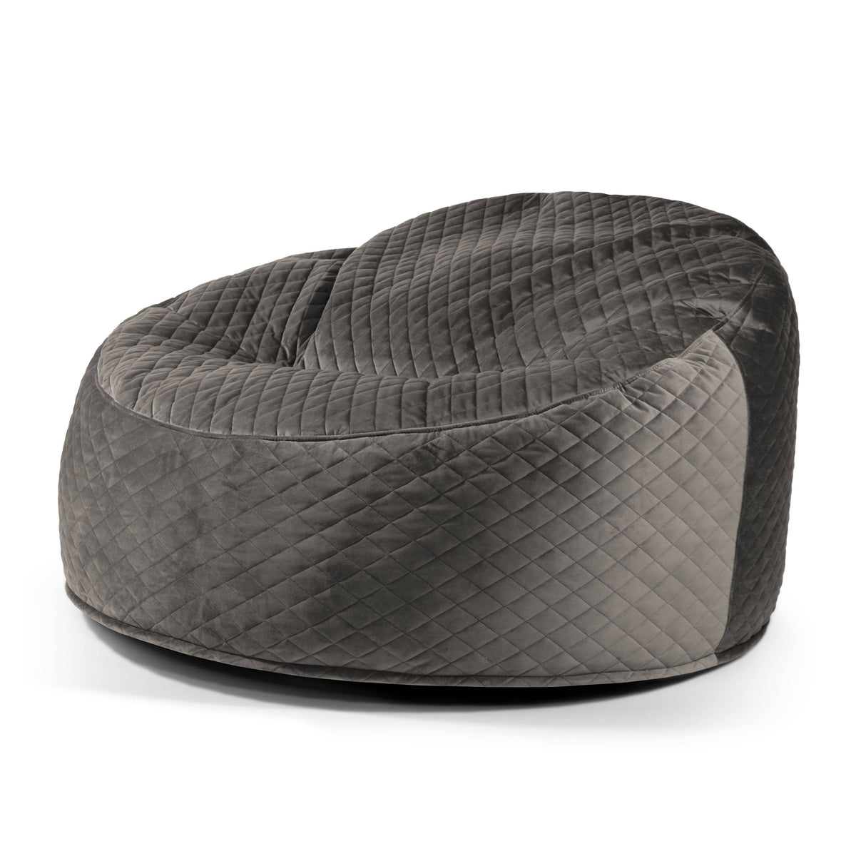 Housse de Pouf XXL en Velours Matelassé Gris Anthracite