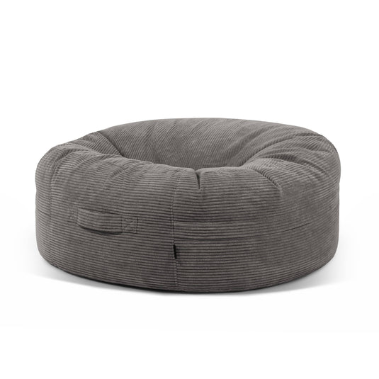 Housse Grand Pouf Rond Gris Anthracite
