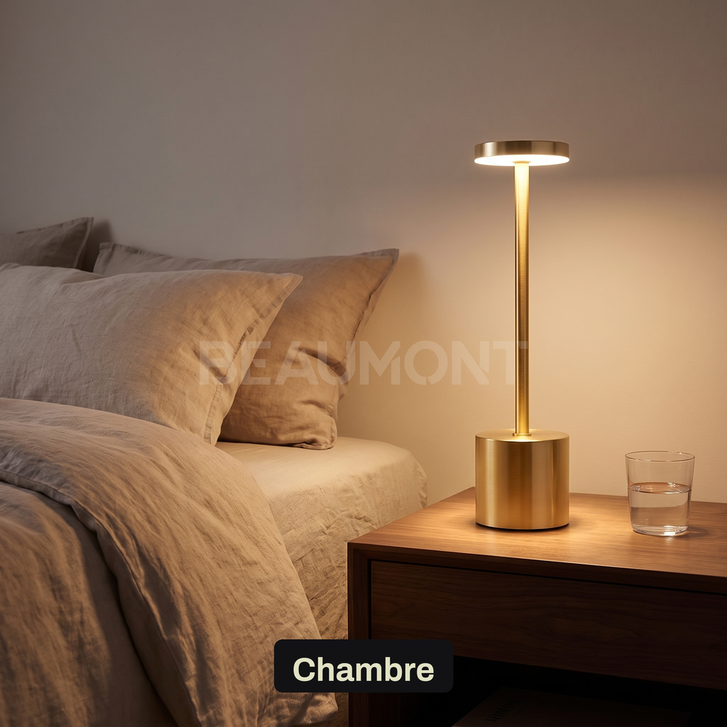 Lampe à Poser Sans Fil LED Rechargeable, Lampe de Table Tactile Minimaliste à Intensité Variable pour Chevet, Salon et Salle à Manger - Ysaline