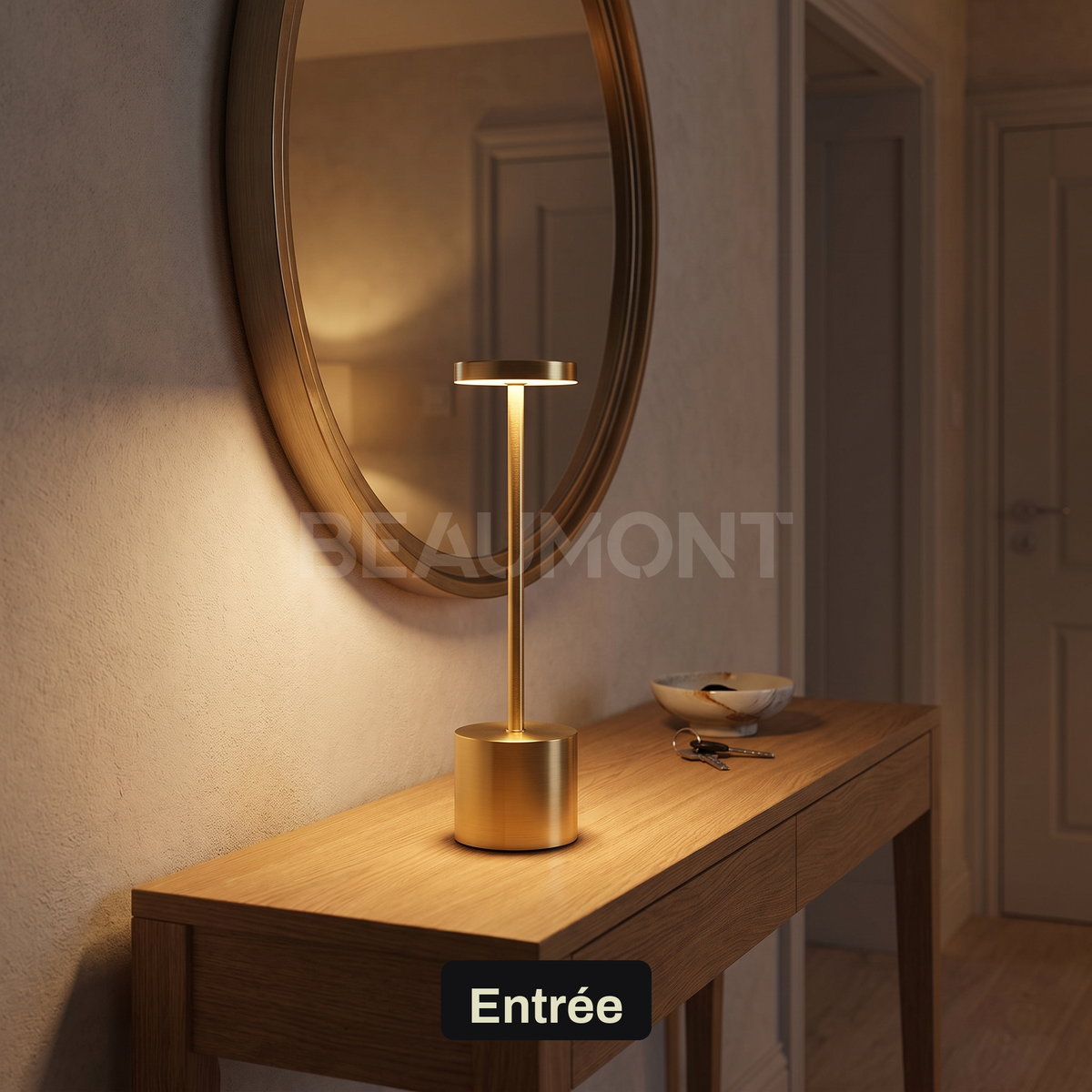 Lampe à Poser Sans Fil LED Rechargeable, Lampe de Table Tactile Minimaliste à Intensité Variable pour Chevet, Salon et Salle à Manger - Ysaline