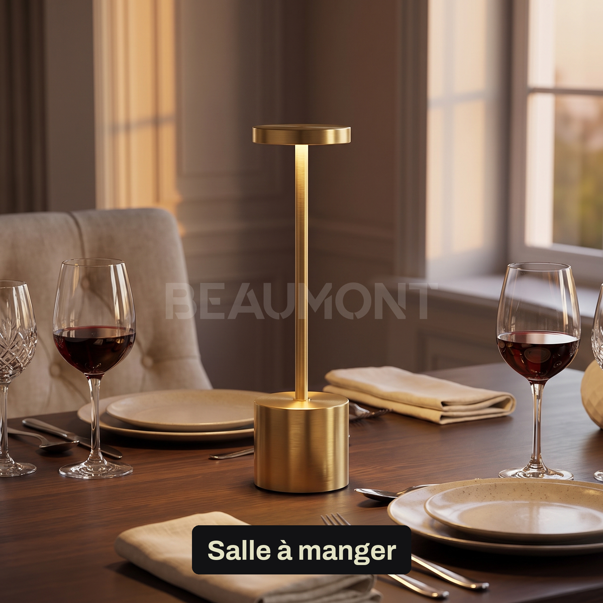 Lampe à Poser Sans Fil LED Rechargeable, Lampe de Table Tactile Minimaliste à Intensité Variable pour Chevet, Salon et Salle à Manger - Ysaline