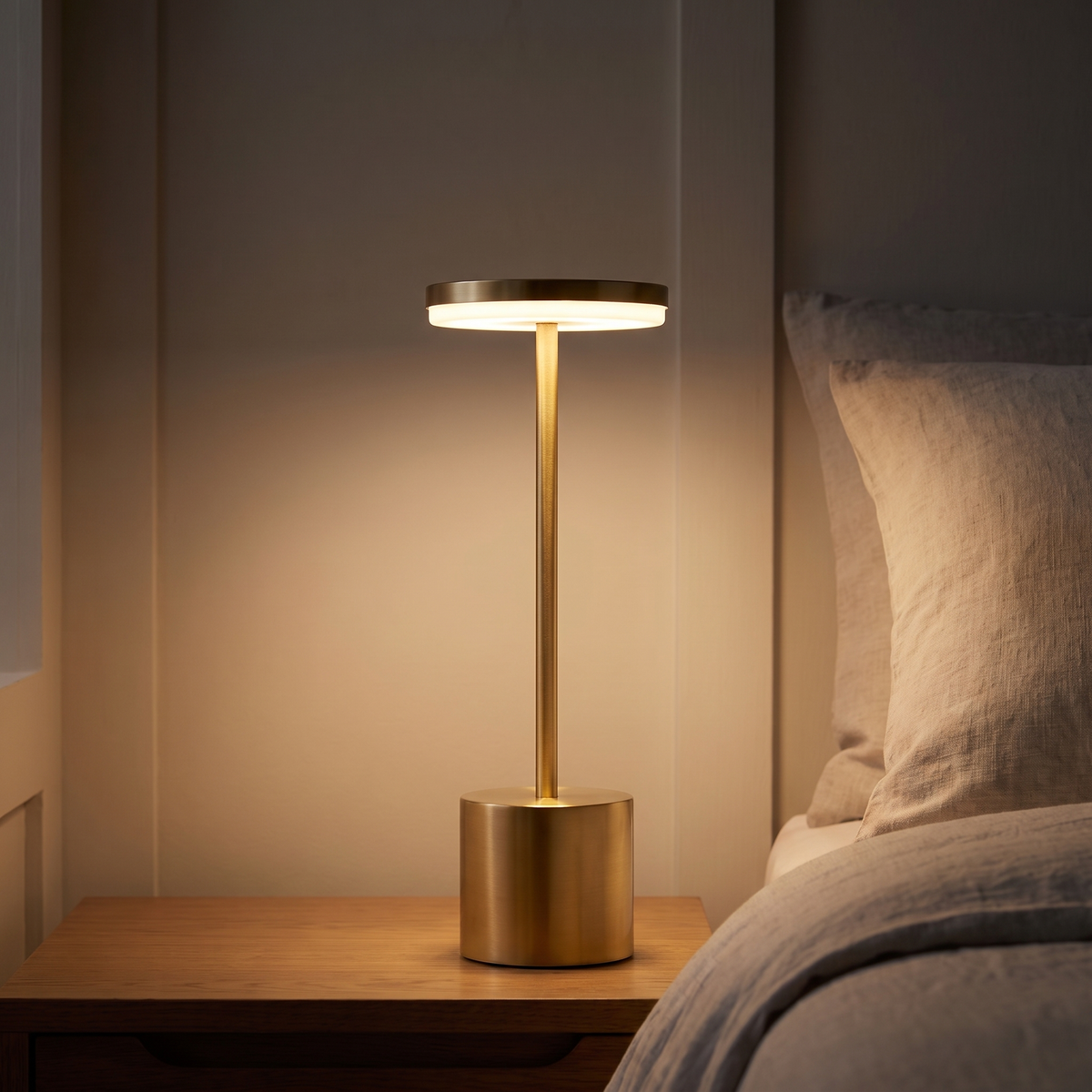 Lampe à Poser Sans Fil LED Rechargeable, Lampe de Table Tactile Minimaliste à Intensité Variable pour Chevet, Salon et Salle à Manger - Ysaline