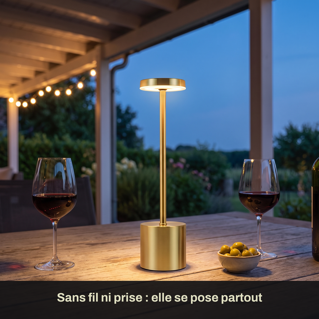 Lampe à Poser Sans Fil LED Rechargeable, Lampe de Table Tactile Minimaliste à Intensité Variable pour Chevet, Salon et Salle à Manger - Ysaline