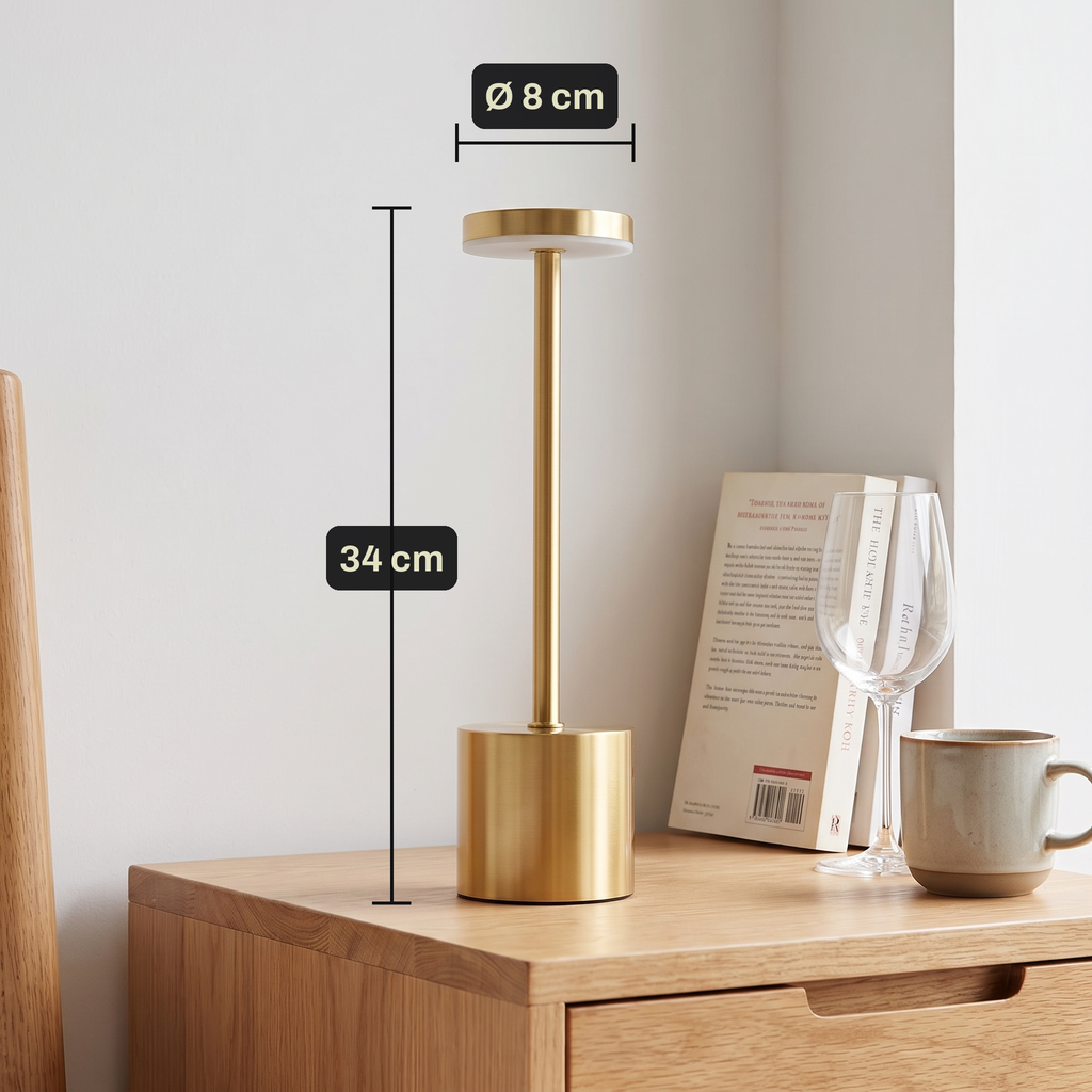 Lampe à Poser Sans Fil LED Rechargeable, Lampe de Table Tactile Minimaliste à Intensité Variable pour Chevet, Salon et Salle à Manger - Ysaline