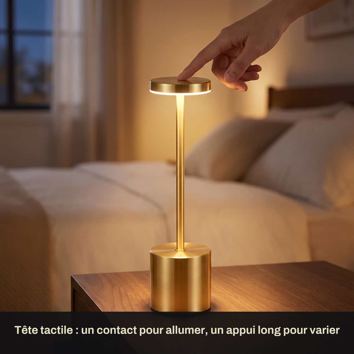 Lampe à Poser Sans Fil LED Rechargeable, Lampe de Table Tactile Minimaliste à Intensité Variable pour Chevet, Salon et Salle à Manger - Ysaline