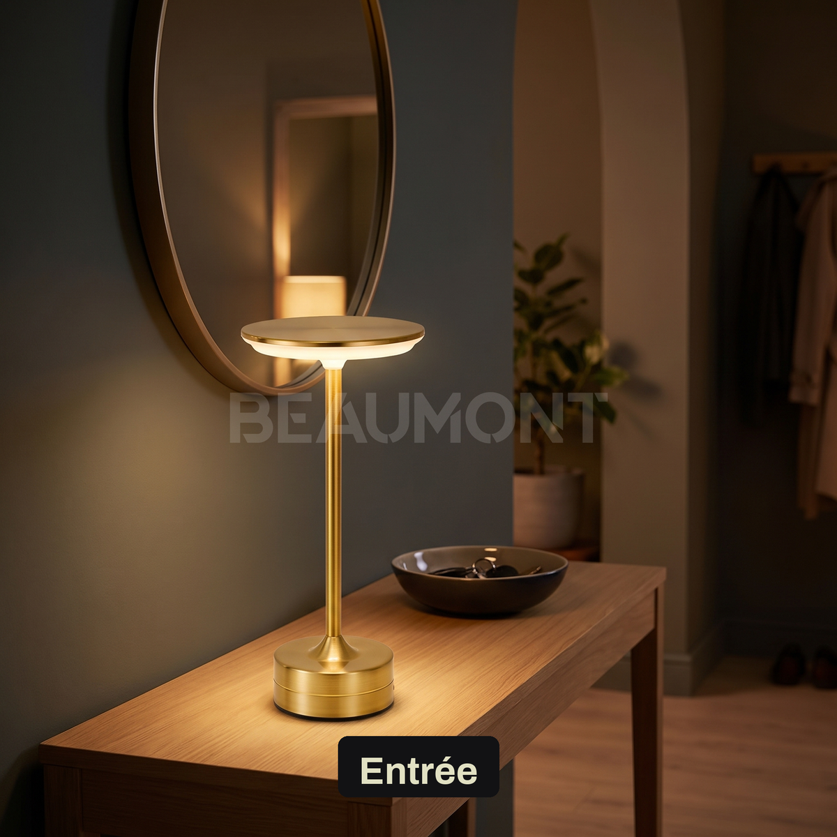 Lampe de Table Sans Fil Rechargeable en Métal, Lampe de Chevet Tactile LED Design avec Variateur pour Maison et Restaurant - Domitille