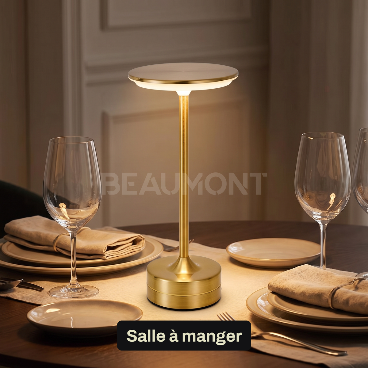 Lampe de Table Sans Fil Rechargeable en Métal, Lampe de Chevet Tactile LED Design avec Variateur pour Maison et Restaurant - Domitille