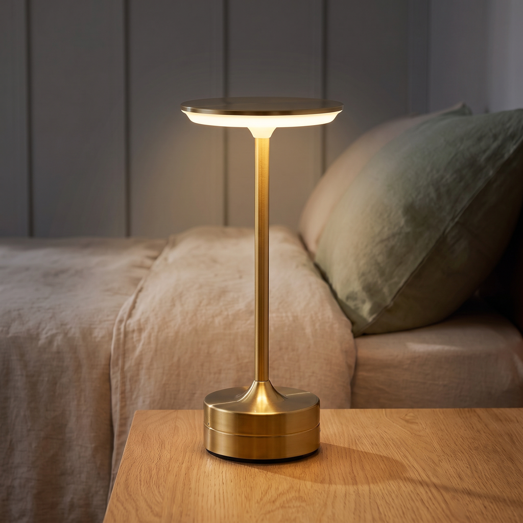 Lampe de Table Sans Fil Rechargeable en Métal, Lampe de Chevet Tactile LED Design avec Variateur pour Maison et Restaurant - Domitille