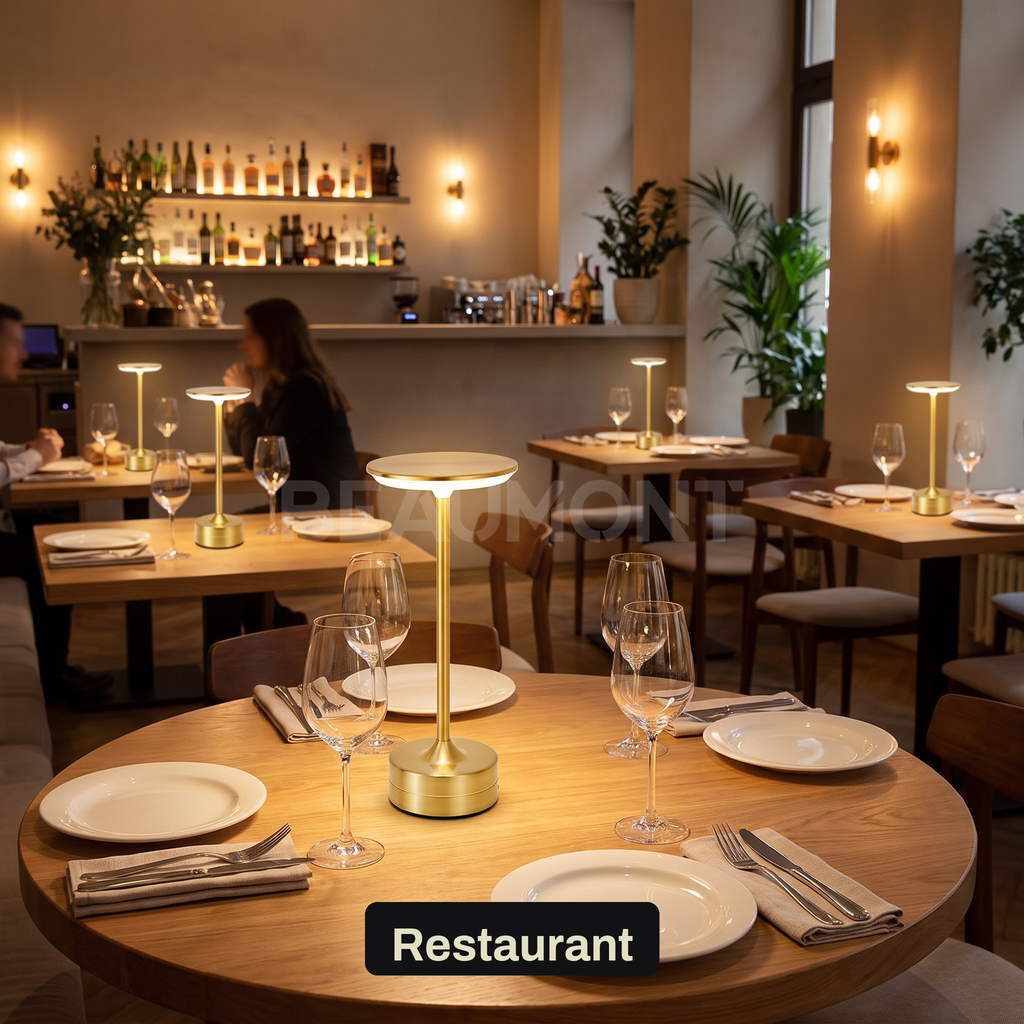 Lampe de Table Sans Fil Rechargeable en Métal, Lampe de Chevet Tactile LED Design avec Variateur pour Maison et Restaurant - Domitille