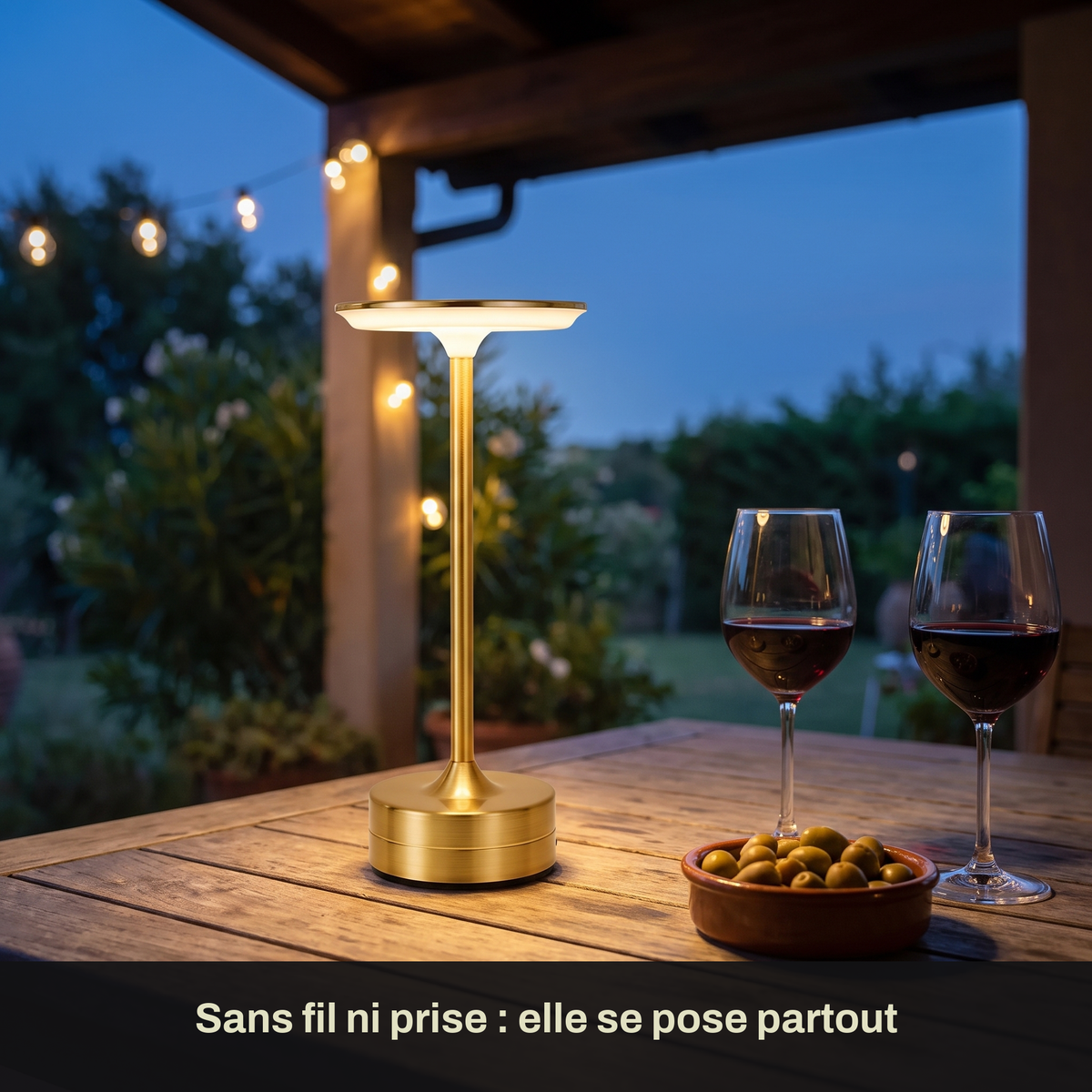 Lampe de Table Sans Fil Rechargeable en Métal, Lampe de Chevet Tactile LED Design avec Variateur pour Maison et Restaurant - Domitille