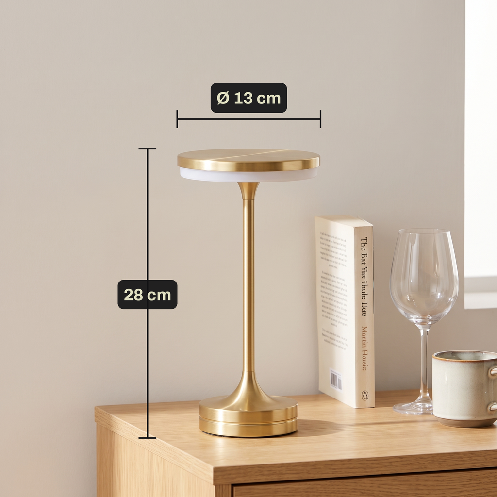 Lampe de Table Sans Fil Rechargeable en Métal, Lampe de Chevet Tactile LED Design avec Variateur pour Maison et Restaurant - Domitille