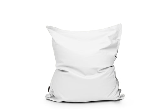 Petit Coussin Pouf Cuir Blanc Neige